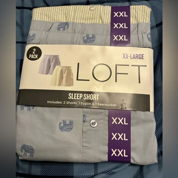 NWT LOFT Women's 2 Pack Pajama/sleep Shorts - Blue and Green Striped - Picture 10 of 11